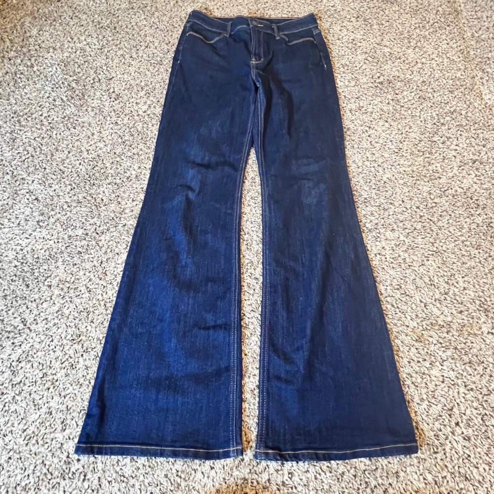Old Navy Womens High Rise Wow Flare Jeans Dark Wash Indigo Blue Size 6 Denim